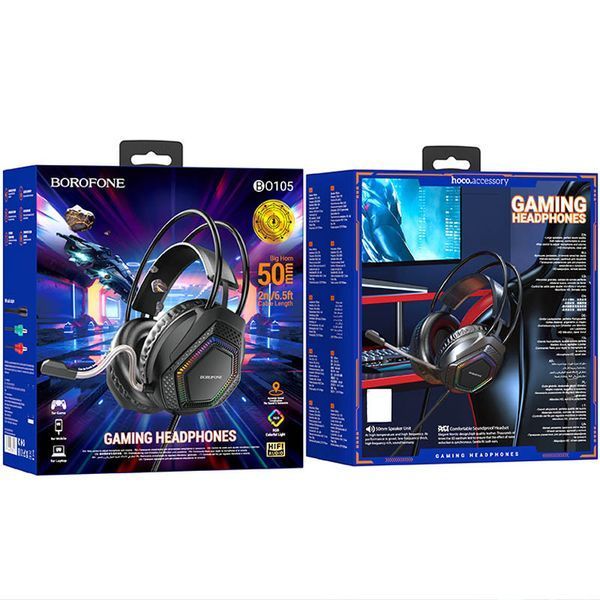 Наушники игровые BOROFONE BO105 Thunder gaming headphones Black