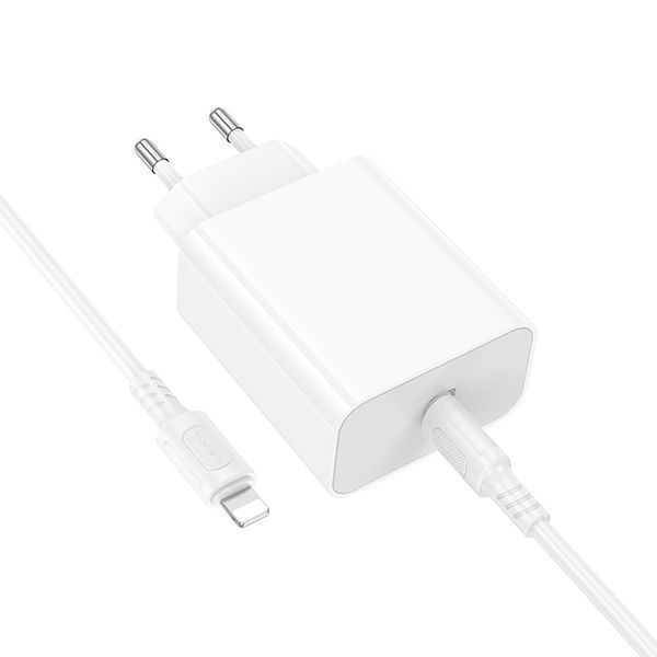 Сетевое зарядное устройство с кабелем BOROFONE BA107A Stellar single port PD30W Charger Set (C to iP) (EU) White