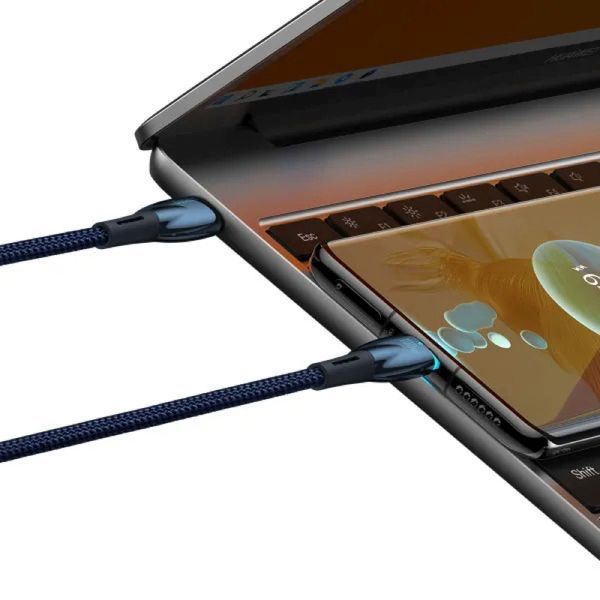 Кабель Baseus Glimmer Series Fast Charging Data Cable Type-C to Type-C 100W 1m Blue