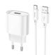 Мережевий зарядний пристрій з кабелем HOCO C109A Fighter single port QC3.0 charger set(Type-C) White