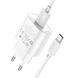 Мережевий зарядний пристрій з кабелем HOCO C109A Fighter single port QC3.0 charger set(Type-C) White