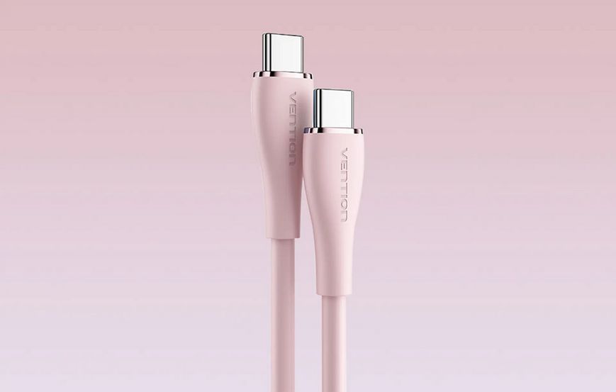 Кабель Vention USB 2.0 C Male to C Male 5A Cable 1M Pink Silicone Type (TAWPF)