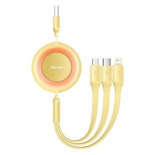 Кабель Baseus Bright Mirror 2 Series Retractable 3-in-1 Fast Charging Data Cable USB M+L+C 3.5A 1.1m yellow