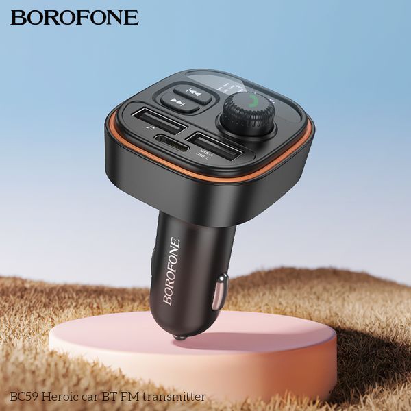 ОЗУ с FM-модулятором BOROFONE BC59 Heroic car BT FM transmitter Black