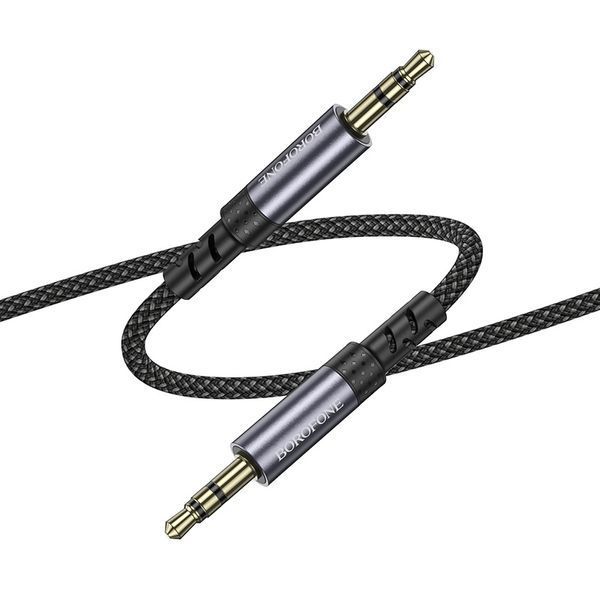 Аудиокабель BOROFONE BL24 3.5mm male to 3.5mm male, nylon braid, 1m, Metal Grey