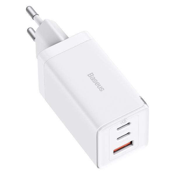 Мережевий зарядний пристрій з кабелем Baseus GaN5 Pro Fast Charger 2C+U 65W EU White (Baseus Xiaobai charging Cable Type-C to Type-C 100W)