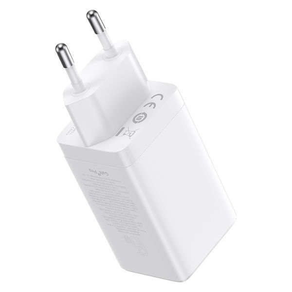 Мережевий зарядний пристрій з кабелем Baseus GaN5 Pro Fast Charger 2C+U 65W EU White (Baseus Xiaobai charging Cable Type-C to Type-C 100W)