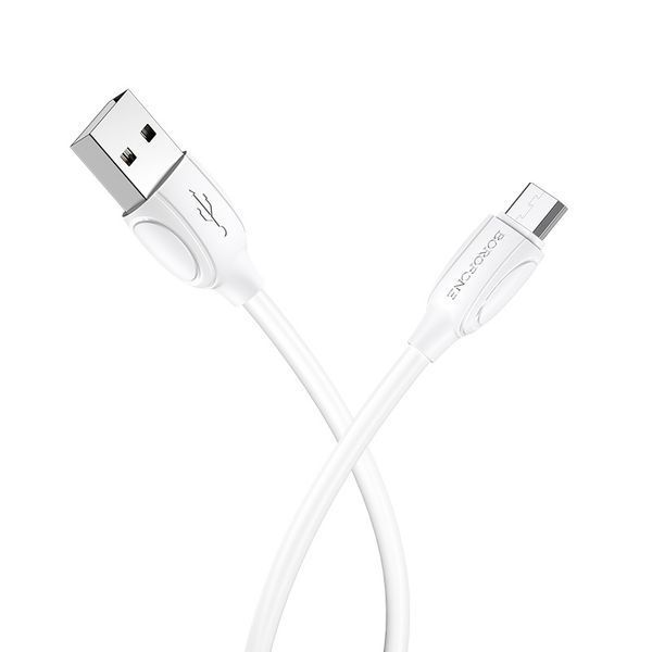 Кабель BOROFONE BX19 USB to Micro 2.4A, 1m, PVC, TPE connectors, White