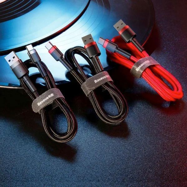 Кабель Baseus Cafule Cable USB For Type-C 3A 0.5m Gray+Black