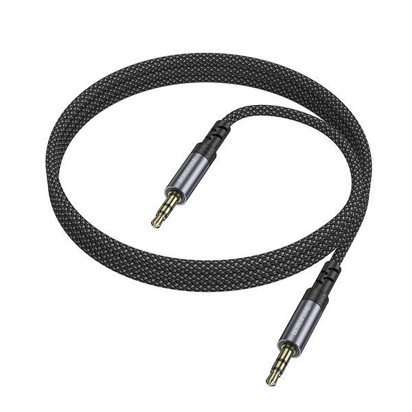 Аудиокабель BOROFONE BL24 3.5mm male to 3.5mm male, nylon braid, 1m, Metal Grey