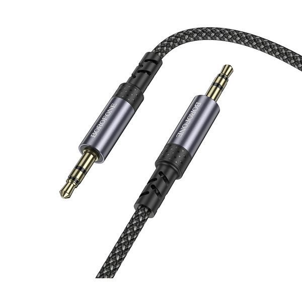 Аудиокабель BOROFONE BL24 3.5mm male to 3.5mm male, nylon braid, 1m, Metal Grey