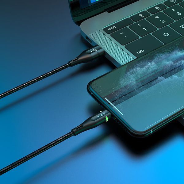 Кабель HOCO U93 USB to iP 2.4A, 1.2m, nylon, светильники, светильник, Black