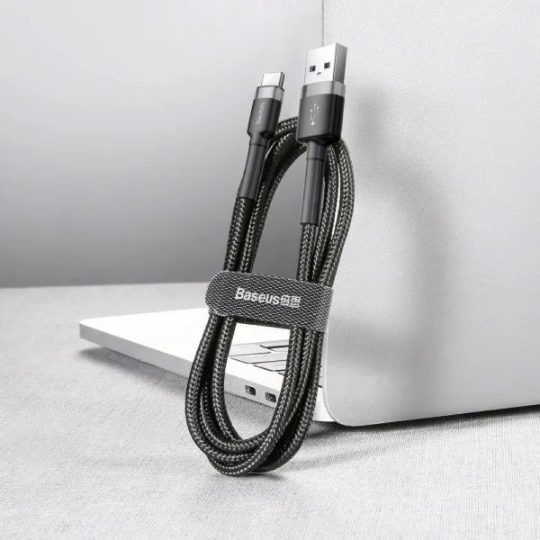 Кабель Baseus Cafule Cable USB For Type-C 3A 0.5m Gray+Black