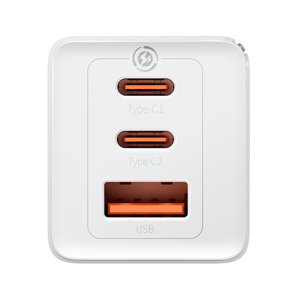Мережевий зарядний пристрій з кабелем Baseus GaN5 Pro Fast Charger 2C+U 65W EU White (Baseus Xiaobai charging Cable Type-C to Type-C 100W)