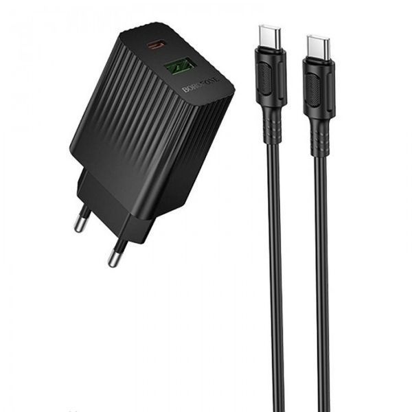 Мережевий зарядний пристрій BOROFONE BAS76A Source PD30W+QC3.0 charger set(C to C) Black