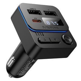 ОЗУ с FM-модулятором BOROFONE BC60 Hero 35W(1A1C) car BT FM transmitter Black