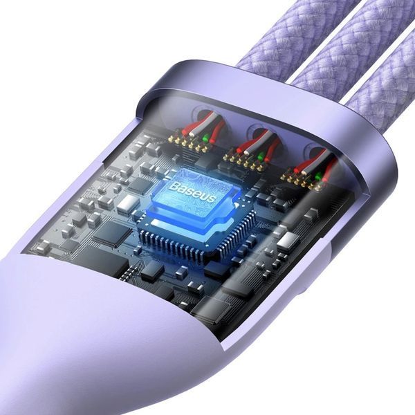 Кабель Baseus Flash Series Ⅱ Two-for-three Charging Cable U+C to M+L+C 100W 1.2m Purple