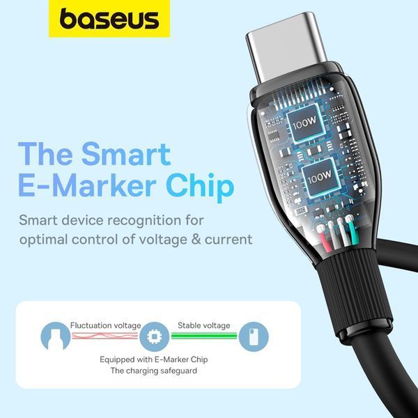 Кабель Baseus Pudding Series Fast Charging Cable Type-C to Type-C 100W 1.2m Cluster Black