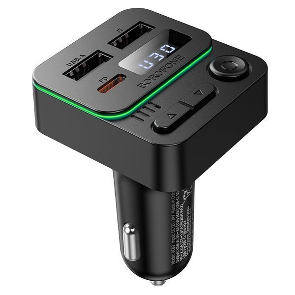 ОЗУ с FM-модулятором BOROFONE BC60 Hero 35W(1A1C) car BT FM transmitter Black
