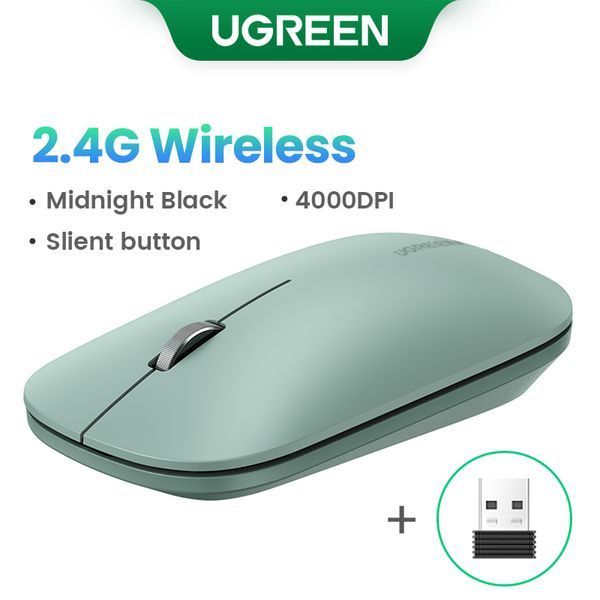 Манипулятор мышь беспроводная UGREEN MU001 Portable Wireless Mouse Green