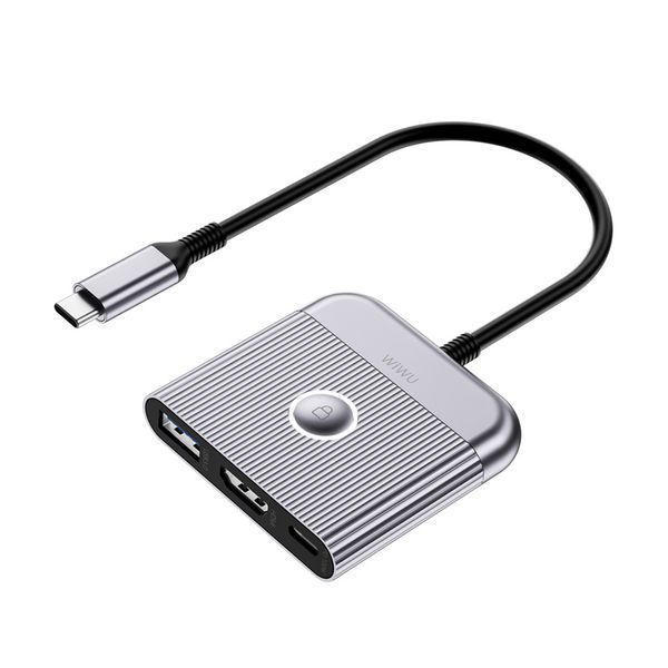 USB-Hub WIWU Traveling 3in1 USB C hub Wi-HB002 Gray