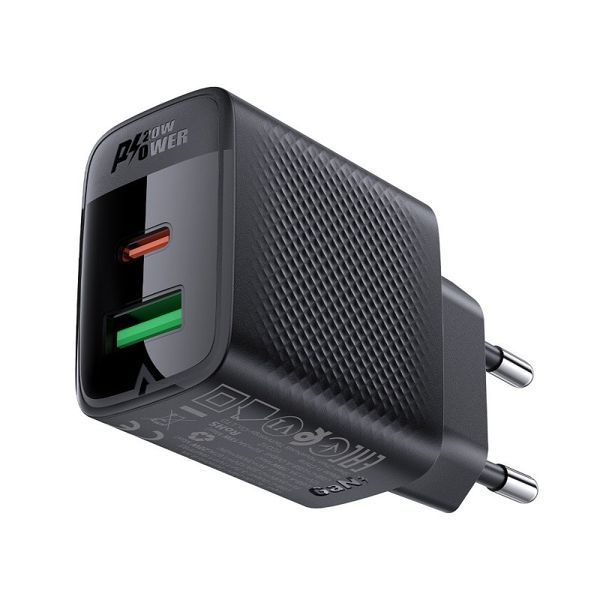 Сетевое зарядное устройство для ACEFAST A78 PD20W GaN (USB-A+USB-C) charger Black
