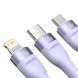 Кабель Baseus Flash Series Ⅱ Two-for-three Charging Cable U+C to M+L+C 100W 1.2m Purple