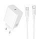 Мережевий зарядний пристрій з кабелем BOROFONE BA109A Star single port PD40W charger set (C to C) (EU) White