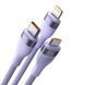 Кабель Baseus Flash Series Ⅱ Two-for-three Charging Cable U+C to M+L+C 100W 1.2m Purple