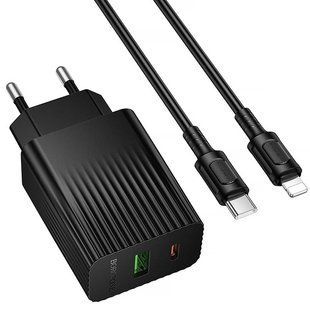 Сетевое зарядное устройство BOROFONE BAS76A Source PD30W+QC3.0 charger set(C to iP) Black