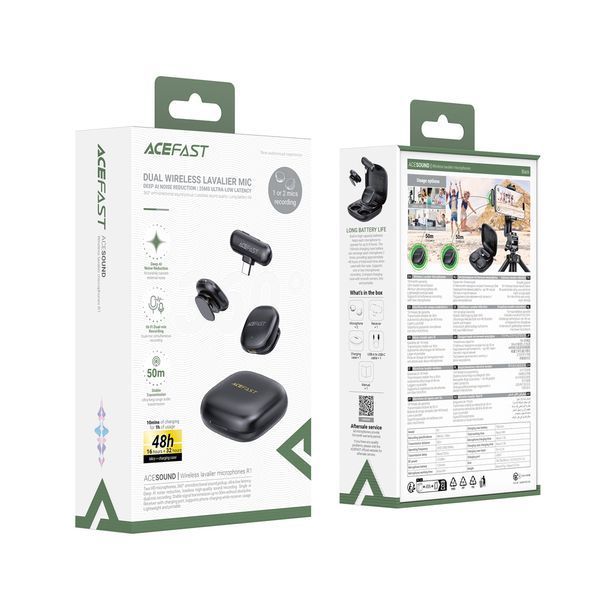 Беспроводная микрофонная система ACEFAST R1 dual-mic (Type-C) Black