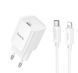 Мережевий зарядний пристрій з кабелем HOCO C148A Charm single port PD30W charger set (C to iP) (EU) White