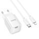 Мережевий зарядний пристрій з кабелем HOCO C148A Charm single port PD30W charger set (C to iP) (EU) White