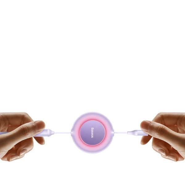 Кабель Baseus Bright Mirror 2 Series Retractable 3-in-1 Fast Charging Data Cable Type-C to M+L+C 100W 1.1m Purple