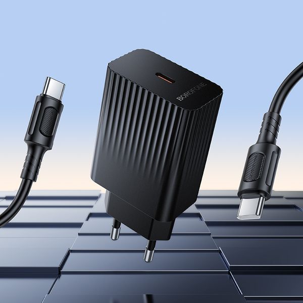 Мережевий зарядний пристрій BOROFONE BAS75A Source single port PD30W charger set (C to C) (EU) Black
