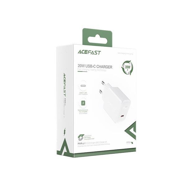 Сетевое зарядное устройство для ACEFAST A1 PD20W single USB-C charger White