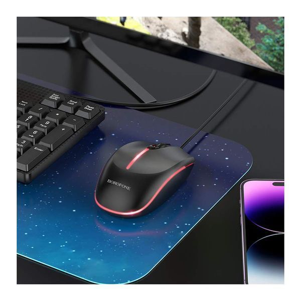Мышь BOROFONE BG10 Soaring game luminous wired mouse Black