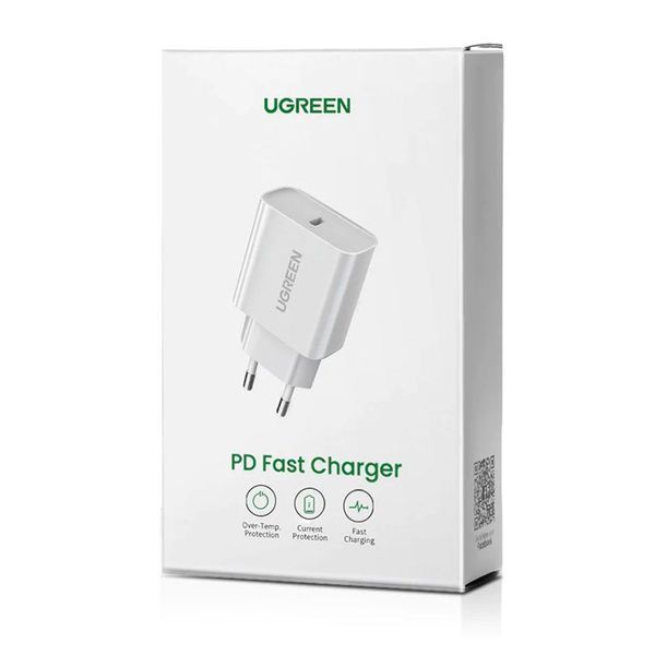 Мережевий зарядний пристрій UGREEN CD137 Fast Charging Power Adapter with PD 20W EU (White) (UGR-60450)