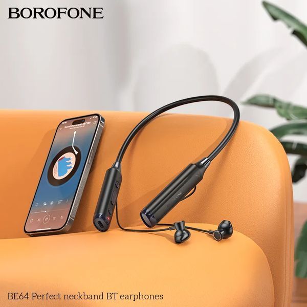 Беспроводные спортивные наушники BOROFONE BE64 Perfect neckband BT earphones Black