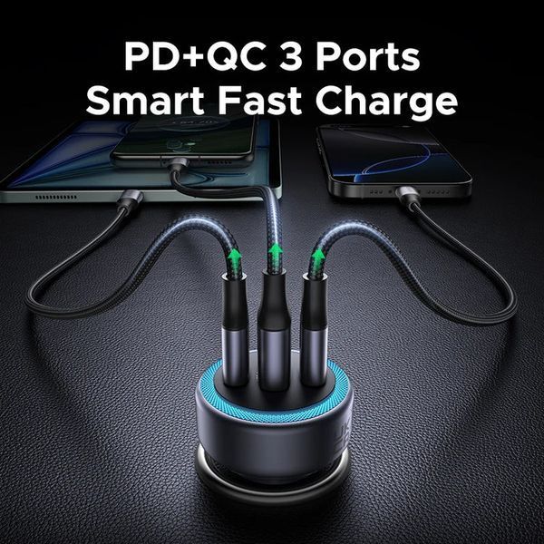 Автомобільний зарядний пристрій UGREEN EC307 30W 3-Port Fast Car Charger