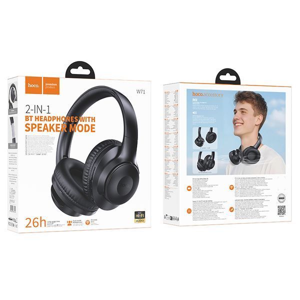 Беспроводные накладные наушники HOCO W71 Cool sound BT headphones Black