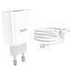 Мережевий зарядний пристрій з кабелем HOCO C80A Rapido PD20W+QC3.0 charger set (Type-C TO Type-C)(EU) White