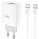 Мережевий зарядний пристрій з кабелем HOCO C80A Rapido PD20W+QC3.0 charger set (Type-C TO Type-C)(EU) White