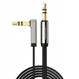 Аудиокабель UGREEN AV119 3.5mm male to 3.5mm male, Straight to angle flat Cable, TPE, 1m Black