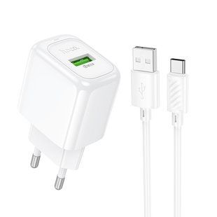 Мережевий зарядний пристрій з кабелем HOCO CS52A 18W Surplus single-port QC3.0 charger set(Type-C) White