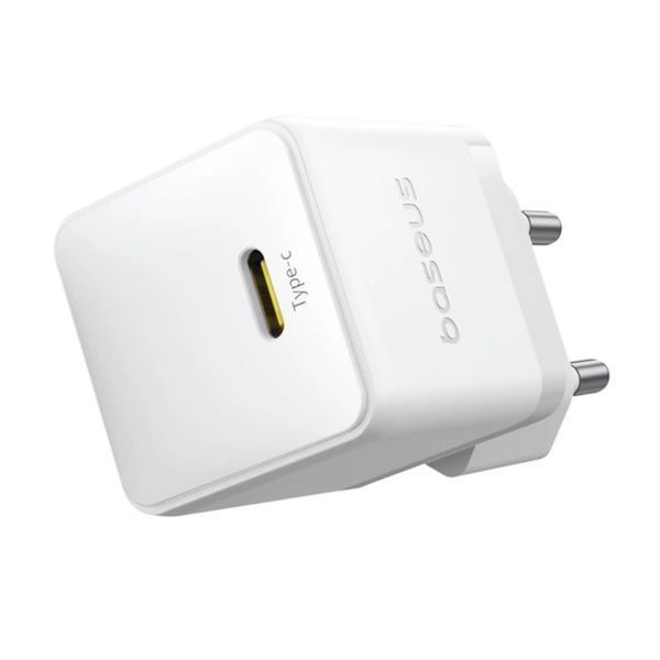 Сетевое зарядное устройство с кабелем Baseus Palm Fast Charger 1C 20W EU Moon White set USB-C to iP 20W 1m