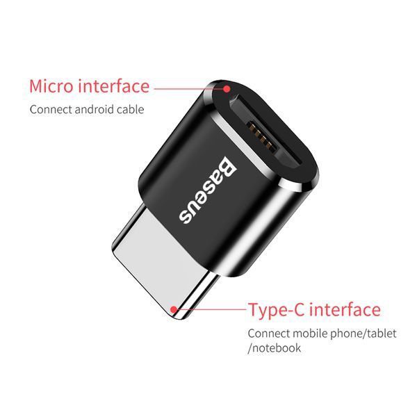 Адаптер Baseus Micro Female To Type-C Male Adapter Converter Black