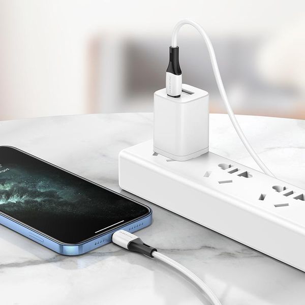 Кабель BOROFONE BX79 USB to iP 2.4A, 1m, silicone, silicone connectors, White