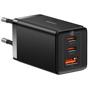 Мережевий зарядний пристрій з кабелем Baseus GaN5 Pro Fast Charger 2C+U 65W EU Black(Baseus Xiaobai charging Cable Type-C to Type-C 100W)