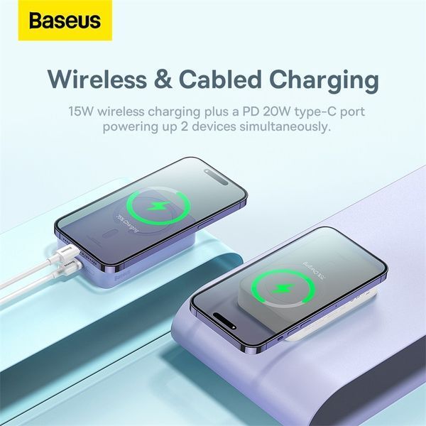 Внешний аккумулятор Baseus Magnetic Mini Wireless Fast Charge Power Bank 20000mAh 20W White